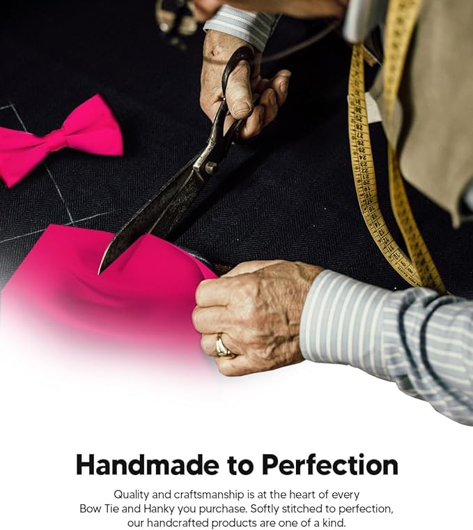 Vittorio Farina Men's Satin Bow Tie & Pocket Square in Gift Box - Suits You Sir - Hot Pink - 