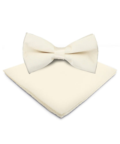 Vittorio Farina Men's Satin Bow Tie & Pocket Square in Gift Box - Suits You Sir - Ivory - 
