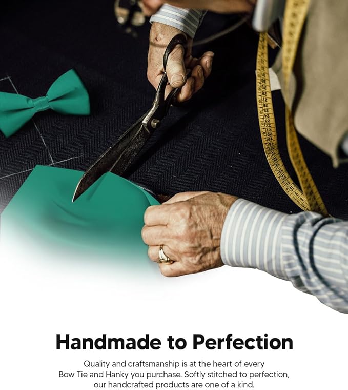 Vittorio Farina Men's Satin Bow Tie & Pocket Square in Gift Box - Suits You Sir - Kelly Green - 