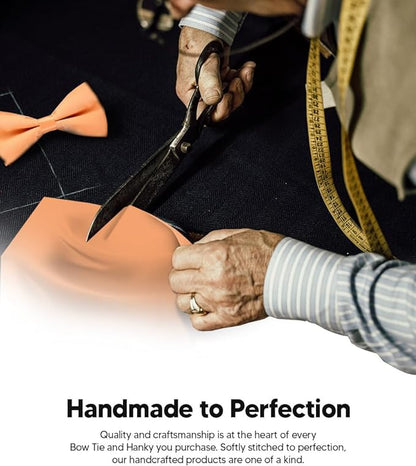 Vittorio Farina Men's Satin Bow Tie & Pocket Square in Gift Box - Suits You Sir - Peach - 