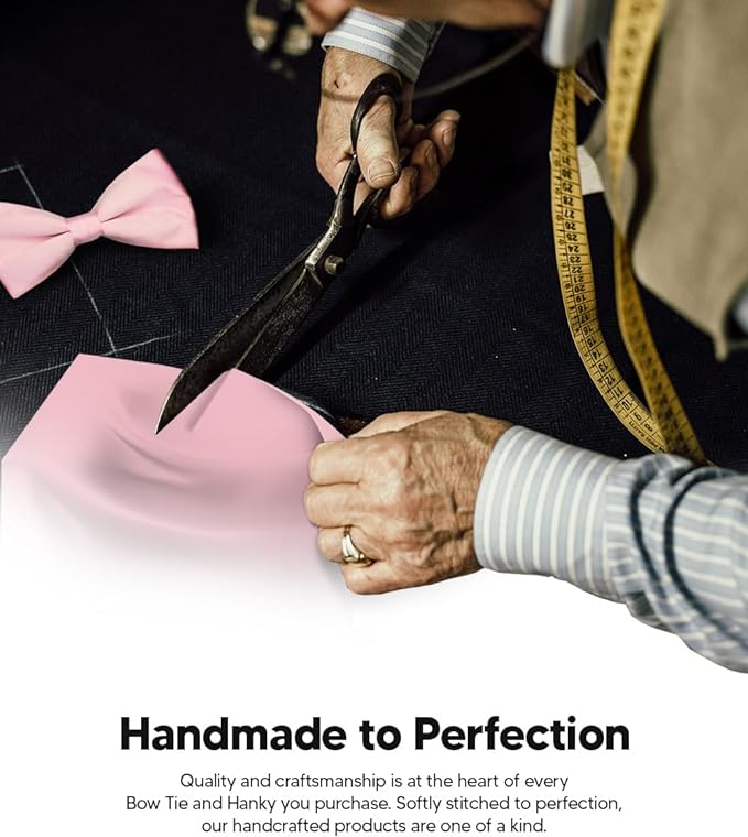 Vittorio Farina Men's Satin Bow Tie & Pocket Square in Gift Box - Suits You Sir - Pink - 