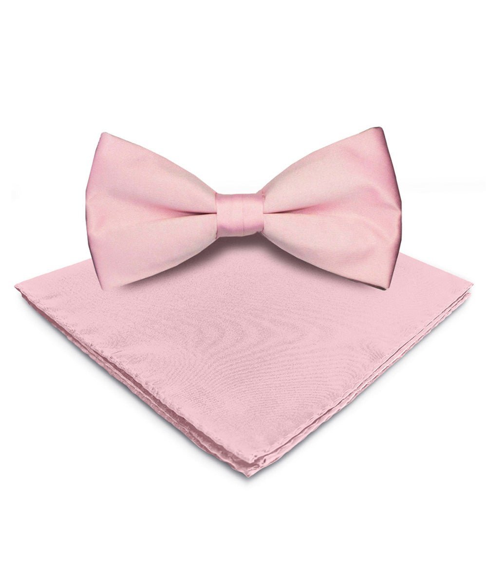 Vittorio Farina Men's Satin Bow Tie & Pocket Square in Gift Box - Suits You Sir - Pink - 