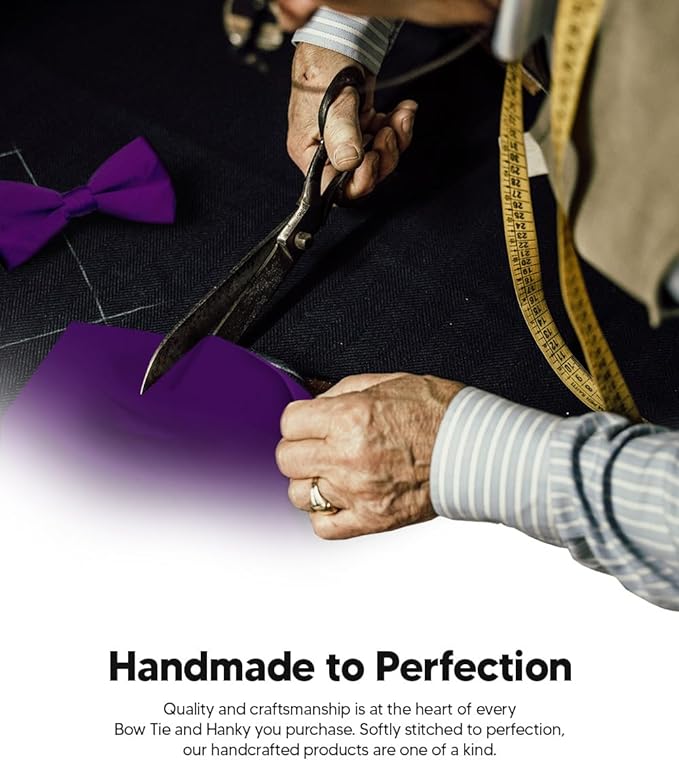 Vittorio Farina Men's Satin Bow Tie & Pocket Square in Gift Box - Suits You Sir - Purple - 