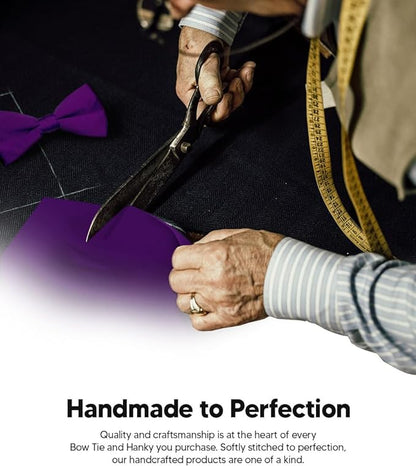 Vittorio Farina Men's Satin Bow Tie & Pocket Square in Gift Box - Suits You Sir - Purple - 