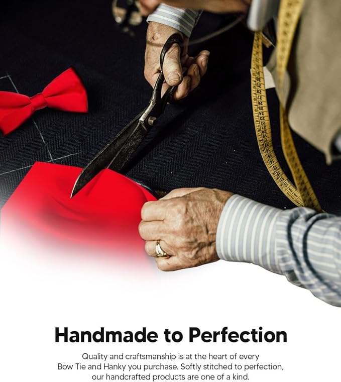 Vittorio Farina Men's Satin Bow Tie & Pocket Square in Gift Box - Suits You Sir - Red - 