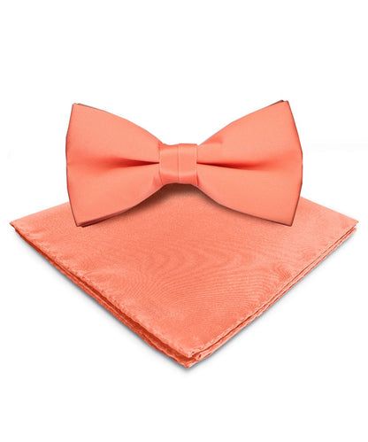 Vittorio Farina Men's Satin Bow Tie & Pocket Square in Gift Box - Suits You Sir - Rose Gold - 