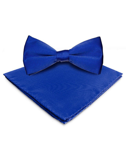 Vittorio Farina Men's Satin Bow Tie & Pocket Square in Gift Box - Suits You Sir - Royal Blue - 
