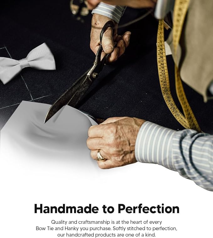 Vittorio Farina Men's Satin Bow Tie & Pocket Square in Gift Box - Suits You Sir - Silver - 