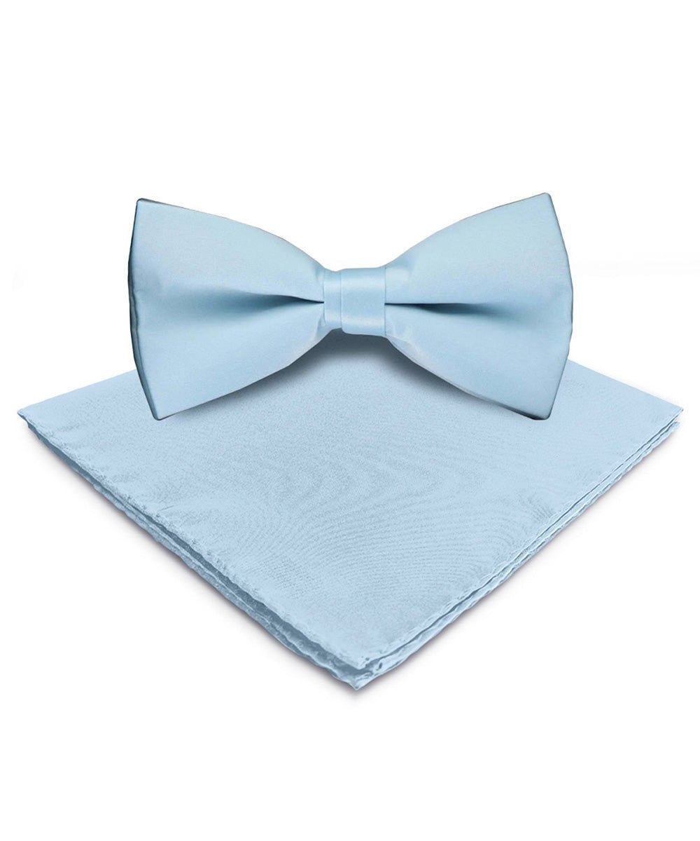 Vittorio Farina Men's Satin Bow Tie & Pocket Square in Gift Box - Suits You Sir - Sky Blue - 