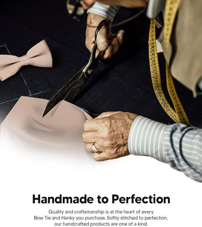 Vittorio Farina Men's Satin Bow Tie & Pocket Square in Gift Box - Suits You Sir - Taupe - 