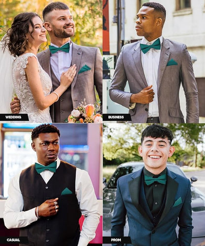 Vittorio Farina Men's Satin Bow Tie & Pocket Square in Gift Box - Suits You Sir - Teal Blue - 