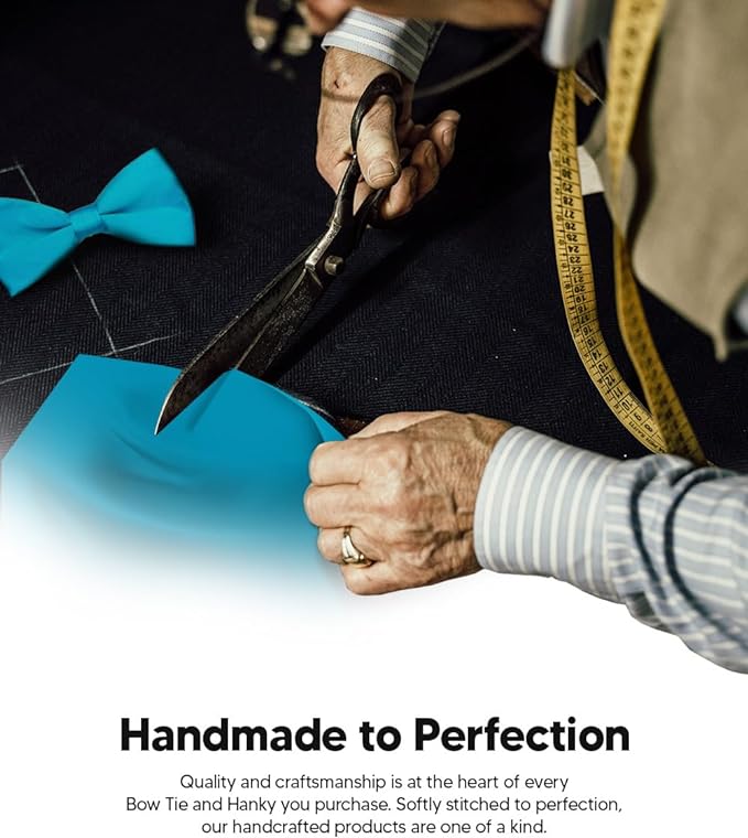 Vittorio Farina Men's Satin Bow Tie & Pocket Square in Gift Box - Suits You Sir - Turquoise - 