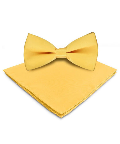 Vittorio Farina Men's Satin Bow Tie & Pocket Square in Gift Box - Suits You Sir - Yellow - 