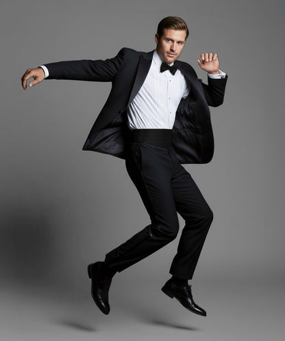 Vittorio Farina Men's Satin Cummerbund, Bow Tie and Pocket Square Set in Gift Box - Suits You Sir - Black - 