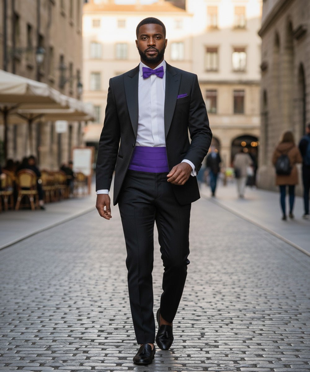 Vittorio Farina Men's Satin Cummerbund, Bow Tie and Pocket Square Set in Gift Box - Suits You Sir - Red - 