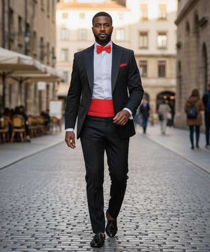 Vittorio Farina Men's Satin Cummerbund, Bow Tie and Pocket Square Set in Gift Box - Suits You Sir - Silver - 