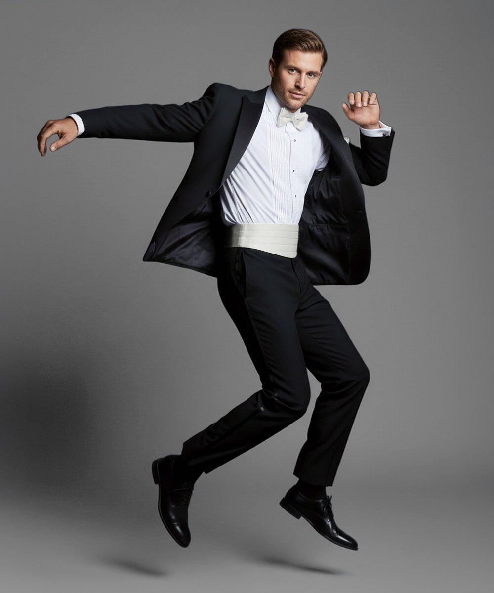 Vittorio Farina Men's Satin Cummerbund, Bow Tie and Pocket Square Set in Gift Box - Suits You Sir - White - 