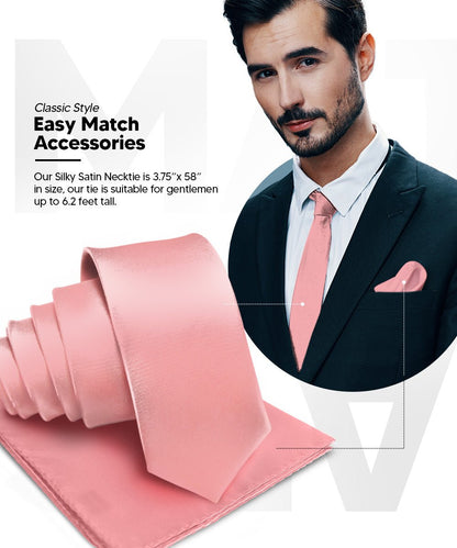 Vittorio Farina Men's Satin Necktie & Pocket Square - Suits You Sir - Blush - 