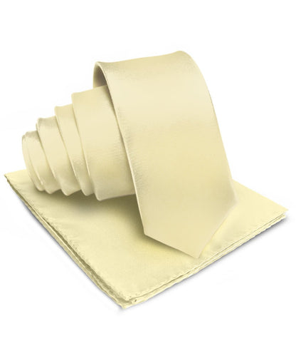 Vittorio Farina Men's Satin Necktie & Pocket Square - Suits You Sir - Champagne - 
