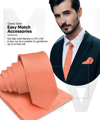 Vittorio Farina Men's Satin Necktie & Pocket Square - Suits You Sir - Copper - 