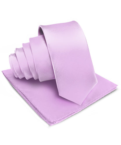 Vittorio Farina Men's Satin Necktie & Pocket Square - Suits You Sir - Lavender - 