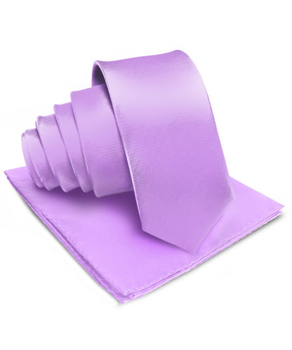 Vittorio Farina Men's Satin Necktie & Pocket Square - Suits You Sir - Medium Purple - 