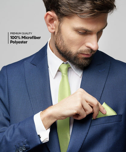 Vittorio Farina Men's Satin Necktie & Pocket Square - Suits You Sir - Mint Green - 