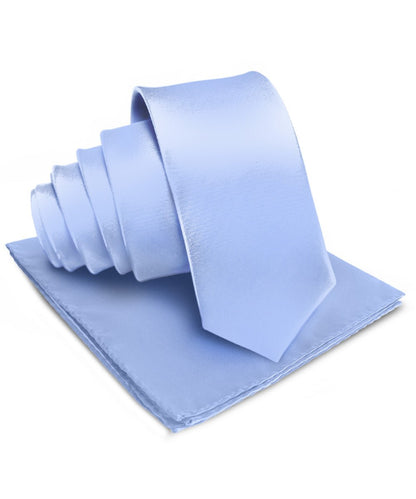 Vittorio Farina Men's Satin Necktie & Pocket Square - Suits You Sir - Perywinkle - 