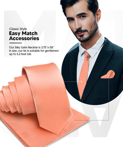 Vittorio Farina Men's Satin Necktie & Pocket Square - Suits You Sir - Rose Gold - 