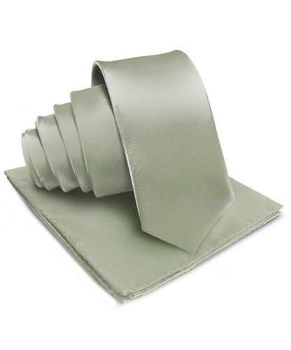 Vittorio Farina Men's Satin Necktie & Pocket Square - Suits You Sir - Sage Green - 