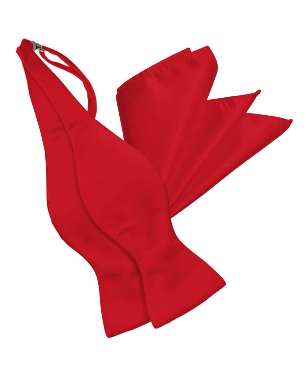 Vittorio Farina Men's Satin Self Tie Bow Tie & Pocket Square in Gift Box - Suits You Sir - Red - 
