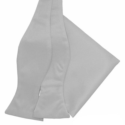 Vittorio Farina Men's Satin Self Tie Bow Tie & Pocket Square in Gift Box - Suits You Sir - Sliver - 