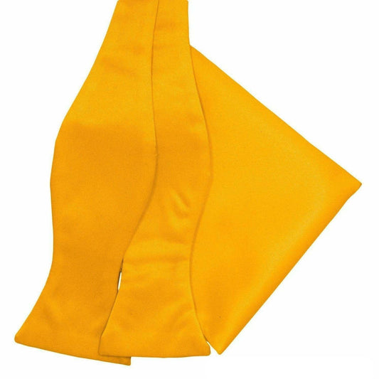 Vittorio Farina Men's Satin Self Tie Bow Tie & Pocket Square in Gift Box - Suits You Sir - Yellow - 