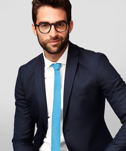 Vittorio Farina Men's Satin Skinny Necktie (Multipack) - Suits You Sir - Aqua/Coral/Maize/Lavender - 