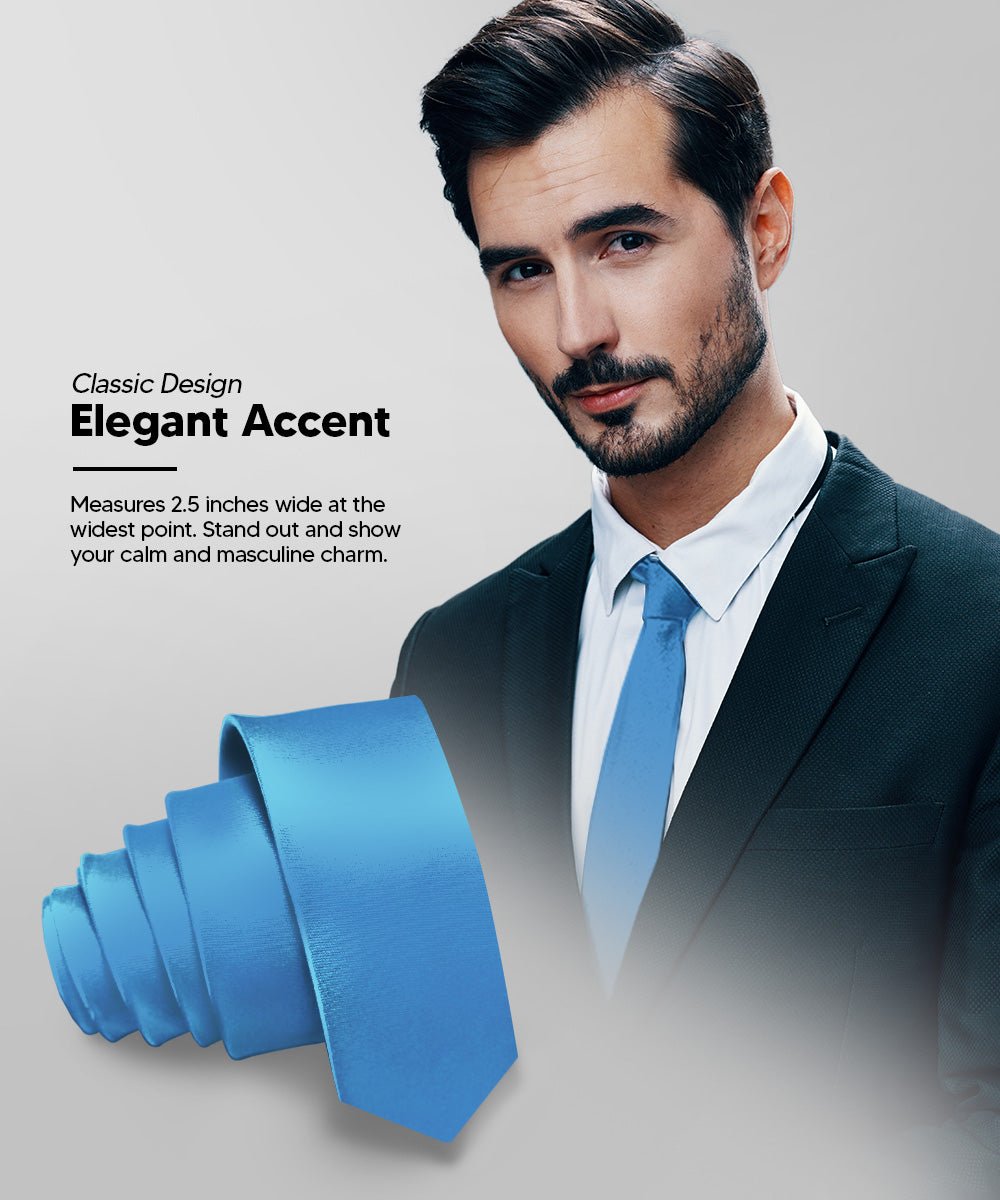 Vittorio Farina Men's Satin Skinny Necktie (Multipack) - Suits You Sir - Aqua/Gold/Red/Royal - 