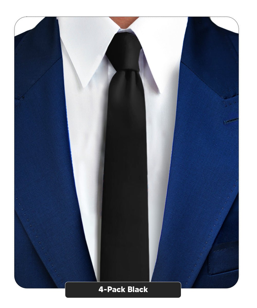 Vittorio Farina Men's Satin Skinny Necktie (Multipack) - Suits You Sir - Black - 