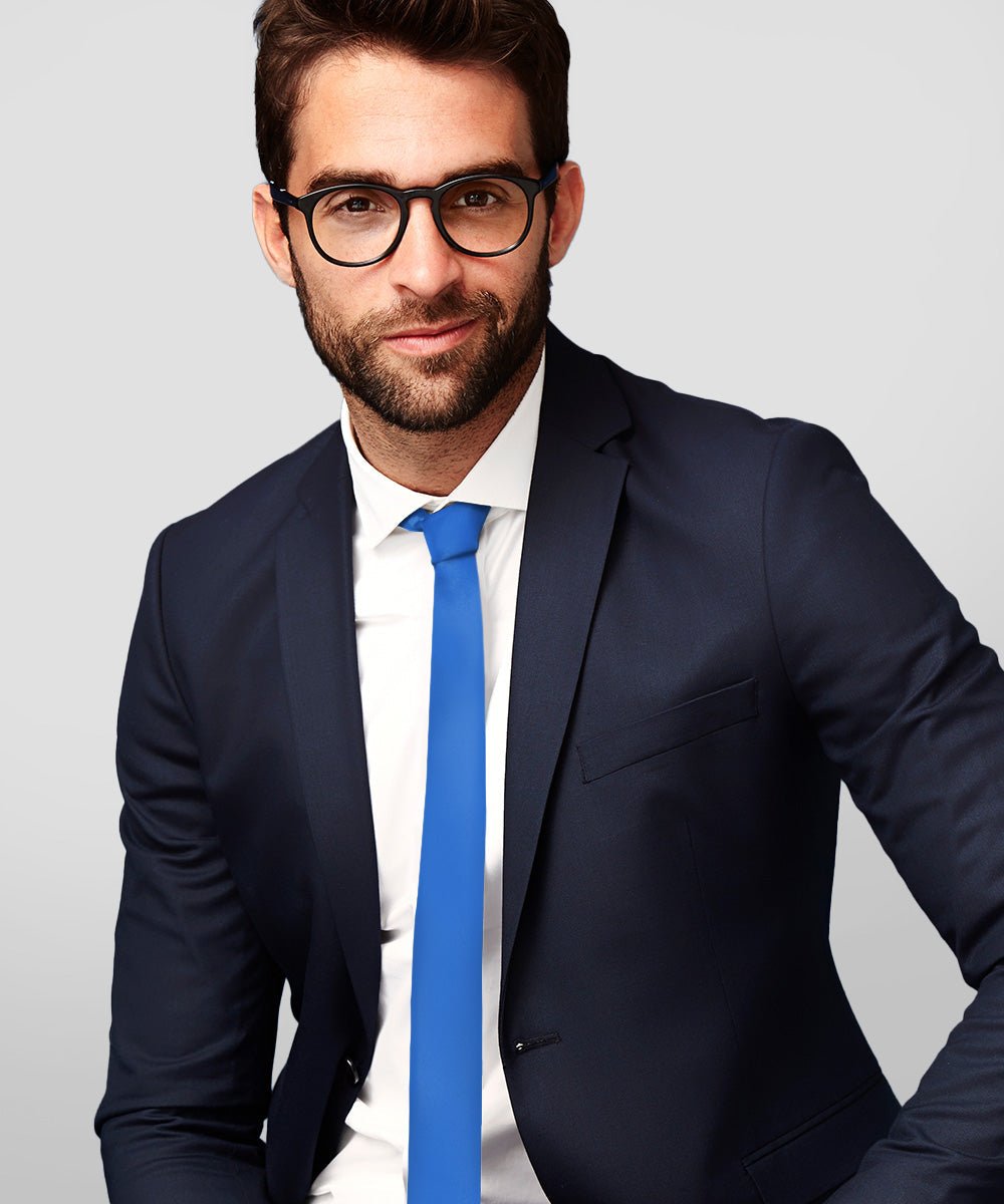 Vittorio Farina Men's Satin Skinny Necktie (Multipack) - Suits You Sir - Black/Burgundy/Charcoal/Royal Blue - 