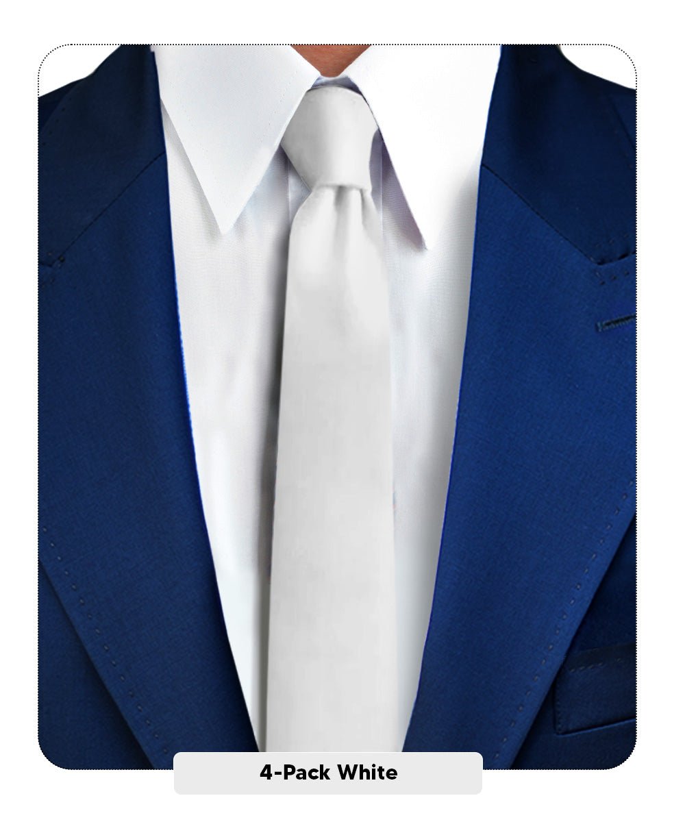 Vittorio Farina Men's Satin Skinny Necktie (Multipack) - Suits You Sir - White - 