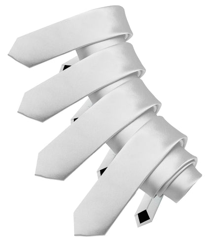 Vittorio Farina Men's Satin Skinny Necktie (Multipack) - Suits You Sir - White - 