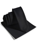 Vittorio Farina Men's Satin Skinny Necktie & Pocket Square - Suits You Sir - Black - 