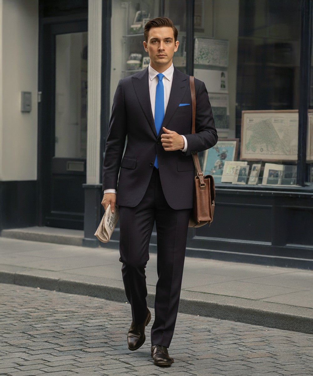 Vittorio Farina Men's Satin Skinny Necktie & Pocket Square - Suits You Sir - White - 