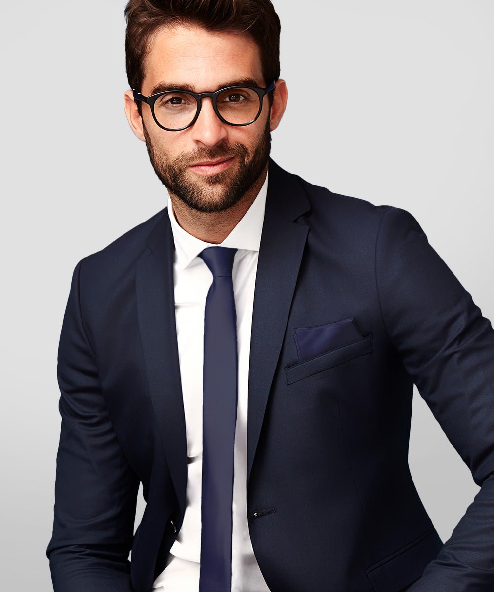 Vittorio Farina Men's Satin Skinny Necktie & Pocket Square - Suits You Sir - White - 