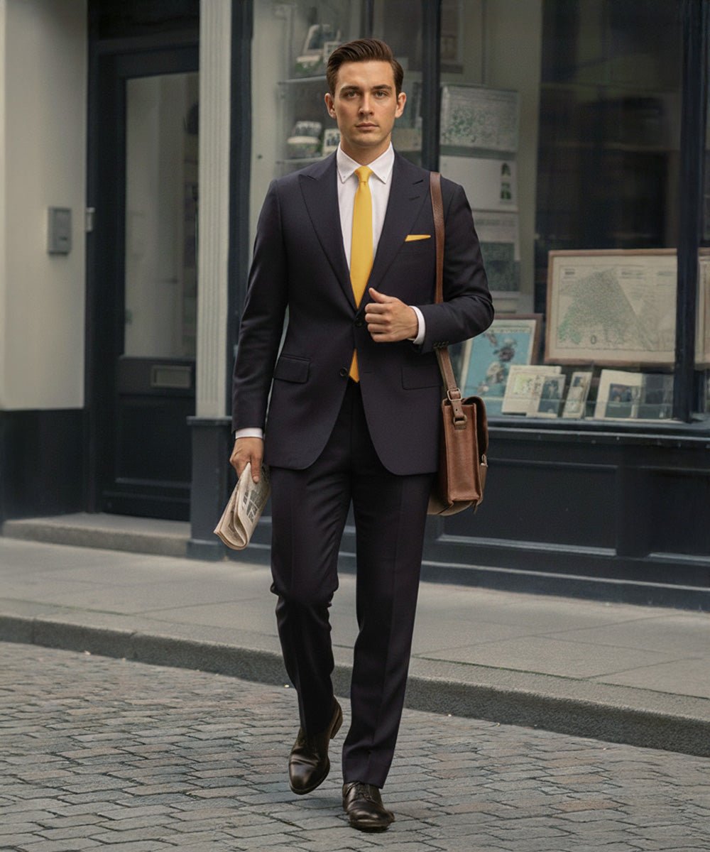 Vittorio Farina Men's Satin Skinny Necktie & Pocket Square - Suits You Sir - White - 