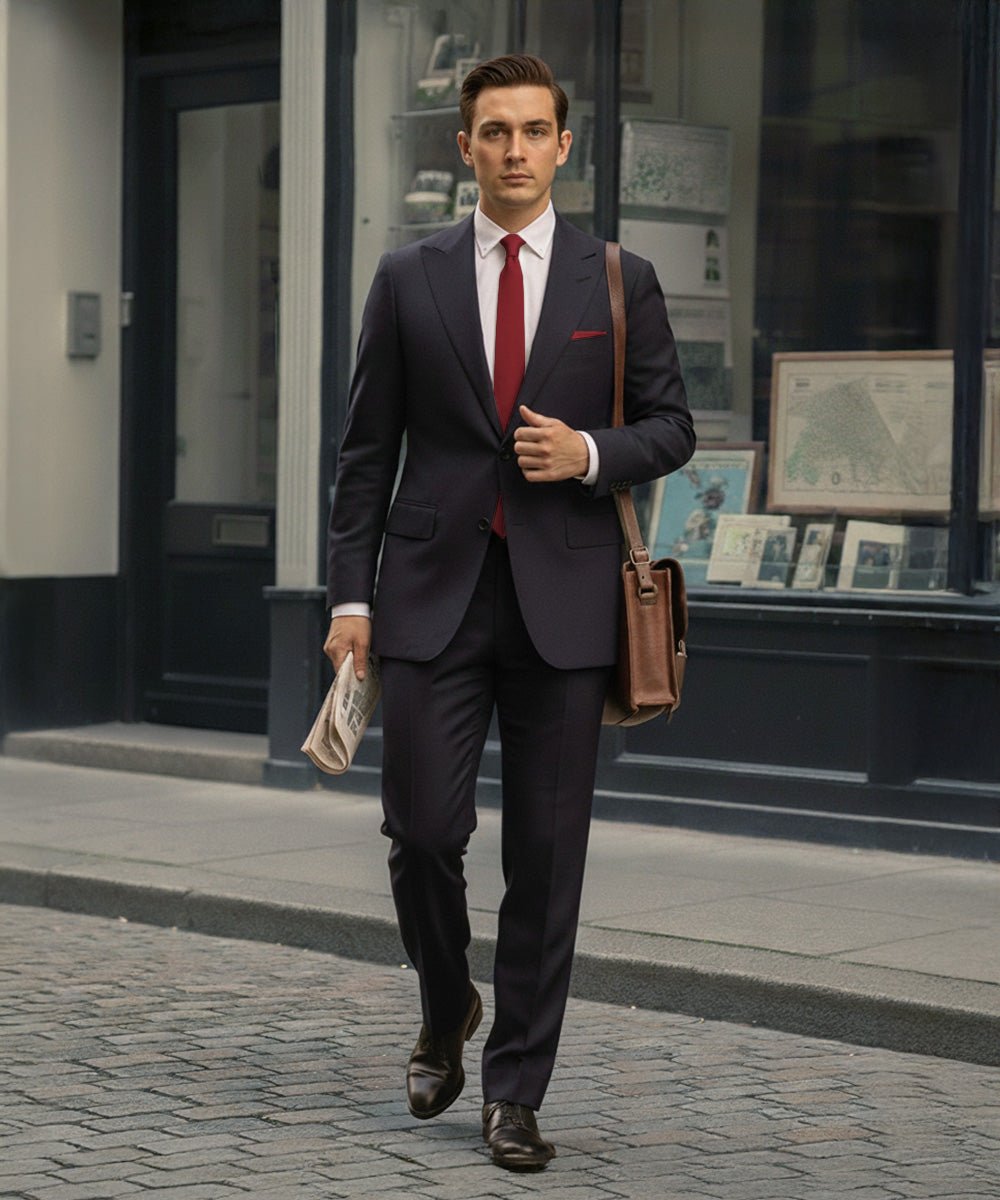 Vittorio Farina Men's Satin Skinny Necktie & Pocket Square - Suits You Sir - White - 