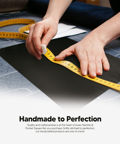 Vittorio Farina Men's Satin Skinny Necktie & Pocket Square - Suits You Sir - White - 