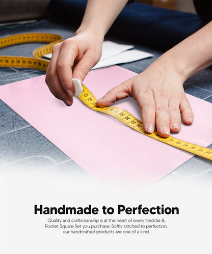 Vittorio Farina Men's Satin Skinny Necktie & Pocket Square - Suits You Sir - White - 