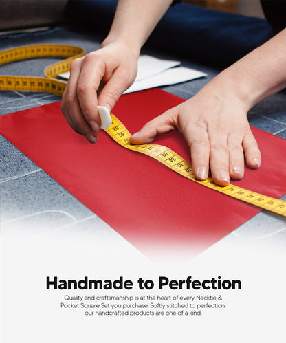 Vittorio Farina Men's Satin Skinny Necktie & Pocket Square - Suits You Sir - White - 