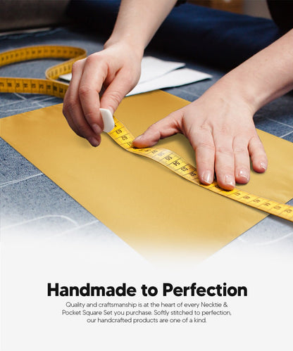 Vittorio Farina Men's Satin Skinny Necktie & Pocket Square - Suits You Sir - White - 