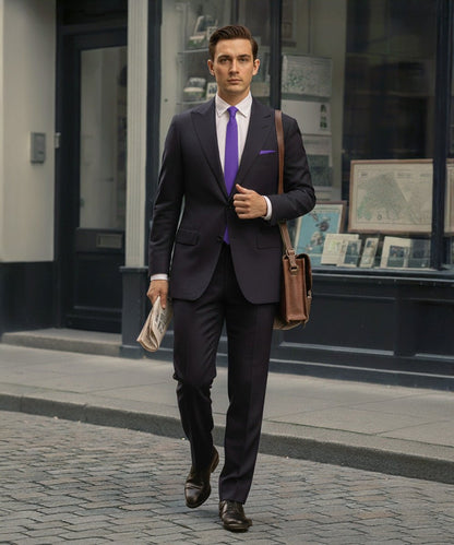 Vittorio Farina Men's Satin Skinny Necktie & Pocket Square - Suits You Sir - White - 