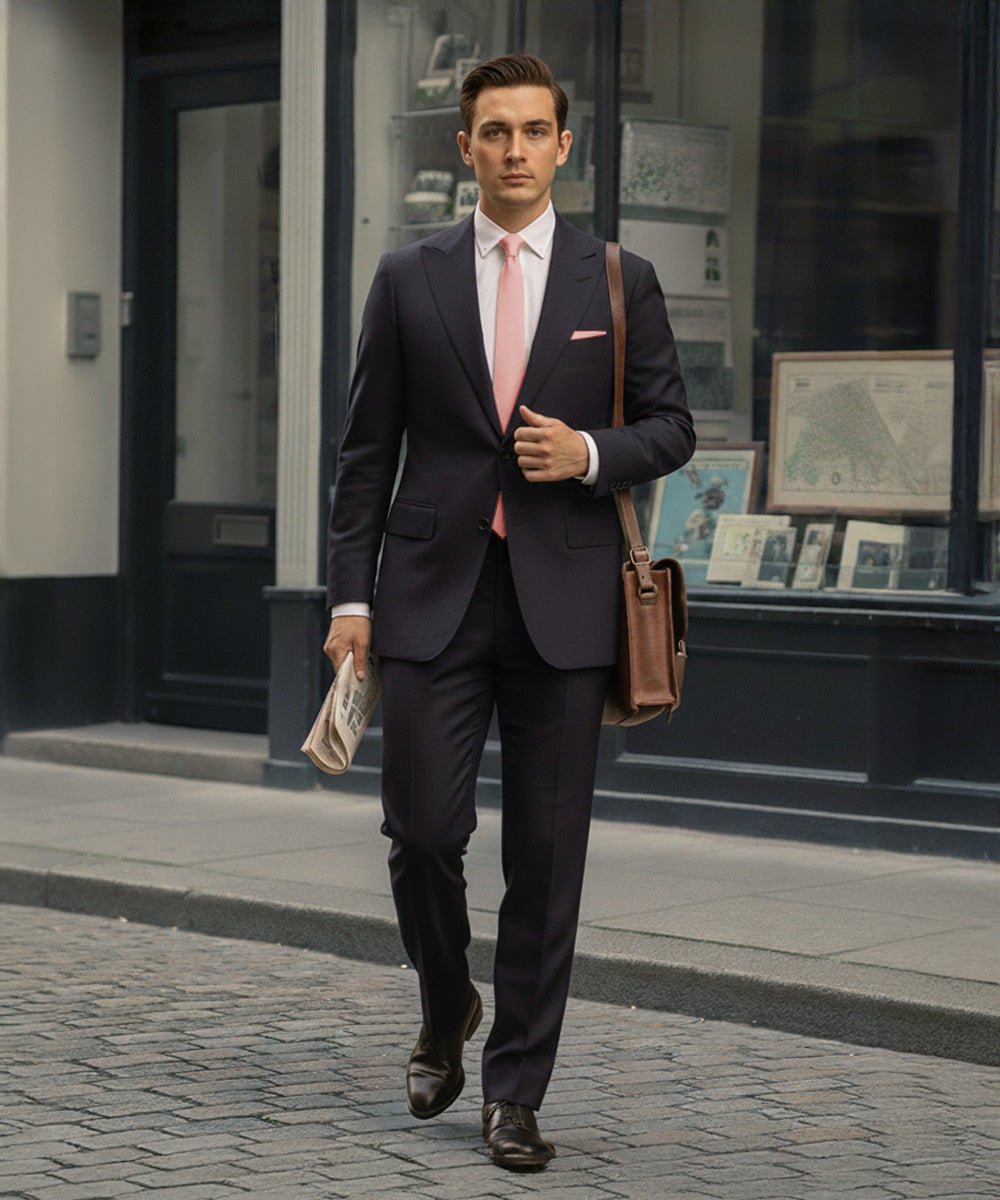 Vittorio Farina Men's Satin Skinny Necktie & Pocket Square - Suits You Sir - White - 